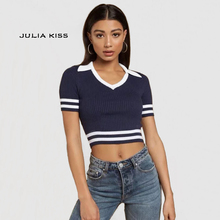 Women Stripe Knitted Crop Top 2024 - buy cheap