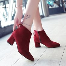 2020 new Women Boots High Heels Ankle Boots Fashion  Autumn Chunky Heel Ladies Short Boots Shoes red Shoes Size 35-43 2024 - buy cheap