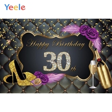 Yeele Happy 30th Birthday Party Photocall Background Gold Diamond Woman High Heels Custom Photography Backdrop For Photo Studio 2024 - buy cheap