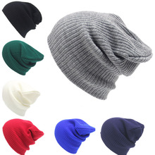Winter Men Woman Knit Caps Solid Warm Casual Beanies Unisex Hats Wool Hip-hop Cap Female Fashion Headwear Dropshipping 2024 - buy cheap