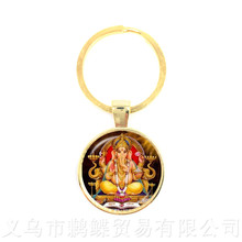 Chaveiros de vidro ganesha da moda 2018, chaveiros de bola de vidro de ganesha com 25mm, joias artesanais masculinas, lembrança e presente 2024 - compre barato