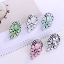 LUBOV Beautiful Acrylic Crystal Flower Stone Piercing Stud Earrings Women Rhinestone Fashion Jewelry For Christmas Party Gift 2024 - buy cheap