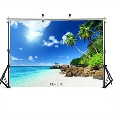 Summer Sea Beach Palm Tree Photography Backdrops Photo Background 3D Vinyl Cloth Backdrop for Photo Studio Shoot Baby Photophone 2024 - buy cheap