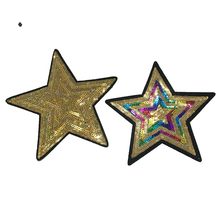 Grande ouro/colorido estrelas lantejoulas ferro em remendos para roupas diy decoração acessórios estrela lantejoulas apliques remendo 2024 - compre barato