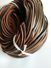 Jewelry Accessories 3mm Real Flat Leather Cord 100m Leather Stripe Dark Brown Genuine Leather String Free Shiping LC001 2024 - buy cheap