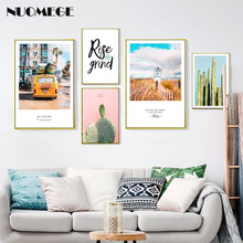 Scandinavian Style Wall Painting Travel Bus Poster On the Wall Cactus Decorative Picture for Bedroom Nordic Home Decor 2024 - buy cheap