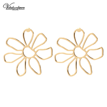 Vodeshanliwen New High Quality Gold Sunflower Stud Earrings For Women Fashion Bohemian Metal Statement Big Earrings Jewelry 2024 - buy cheap