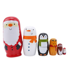 New Christmas Santa Traditional Matryoshka Dolls 1 Set Wooden Russian Nesting Dolls  Animal Paint Handmade Crafts Decoration 2024 - buy cheap