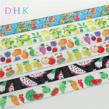 DHK-cinta elástica plegable con estampado de frutas, diadema con lazo para el pelo, DIY, C1666, 5 yardas, 5/8" 2024 - compra barato