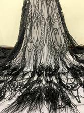 feather embroidery tulle mesh lace fabric nice looking Sat-7.3755 with good quality for party dress 2024 - buy cheap