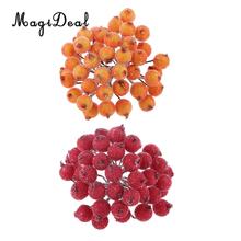 MagiDeal 400Pcs Mini Christmas Frosted Fruit Berry Holly Artificial Flower Decor Red + Orange 2024 - buy cheap