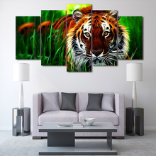 ArtSailing 5 piece HD Printed Tiger jungle Painting Canvas Print room decor print poster picture canvas Free shipping/ny-4975 2024 - buy cheap