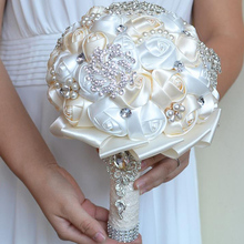 Wedding Gorgeous Wedding Flowers Bridal Bouquets Ivory White Artificial Wedding Bouquet Crystal Sparkle With Pearls 2024 - buy cheap