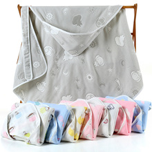 Fabricante de algodão puro com seis camadas de gaze de 90*90cm, cobertor cobertor com desenhos animados para bebês, toalha de banho com chapéu e toalha 2024 - compre barato