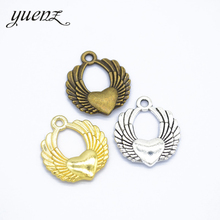 YuenZ 10pcs Antique Silver color Gold Color Hearts Wings Charms For Necklace Bracelet Jewelry Making 22*19mm D439 2024 - buy cheap