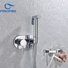 Chrome Bidet Faucet Brass Shower Tap Washer Mixer Muslim Ducha Higienica Cold Hot Water Mixer Crane Square Shower Sprayer Head 2024 - buy cheap