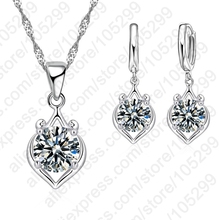 Elegant Women Wedding Jewelry Set 925 Sterling Silver Cubic Zircon Pendant Necklace/Earring Sets 2024 - buy cheap