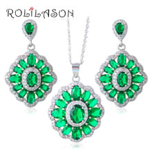 ROLILASN gifts Austrian Crystal Clover   green crystsal Necklace Earrings Jewelry Sets JS659 2024 - buy cheap