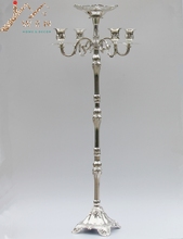 Candelabro de metal chapado en plata para el suelo, soporte de vela metálico brillante, 85cm, precio al por mayor, oferta 2024 - compra barato
