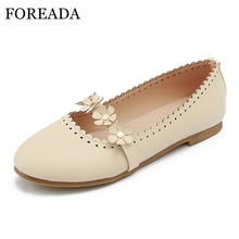 FOREADA Women Ballet Flats Shoes Spring Soft Flat Casual Shoes Flower Round Toe Flat Mary Jane Shoes Female Pink Big Size 33-43 2024 - buy cheap