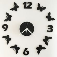 New home decoration mirror 3 d clock diy butterflies sitting room wall clock quartz watches free shipping 2024 - buy cheap