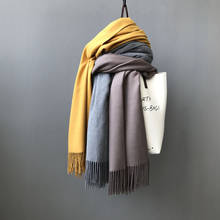super large scarf female imitation cashmere pure color warm shawl double use thickening 2024 - buy cheap