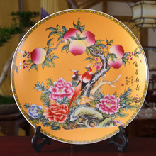 Requintado chinês arcaico famille rosa placa de porcelana pintada com pêssegos e flores 2024 - compre barato