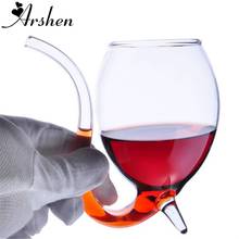 Arshen-taza de leche para café, vino tinto creativo de 300ml con pajita, taza transparente para beber té resistente al calor, regalo artesanal perfecto 2024 - compra barato