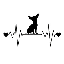 20.3*11.7CM Chihuahua Dog Heartbeat Lifeline Car Stickers Cute Vinyl Decal Car Styling Truck Decoration Black/Silver S1-0763 2024 - buy cheap