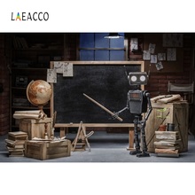 Laeacco черная доска робот учитель класс Глобус книги ребенок портрет фотографический фон 2024 - купить недорого