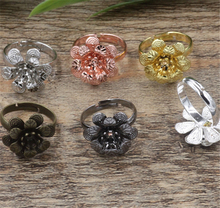 BoYuTe 20Pcs 6 Colors 18*5MM Flower Ring Base Setting Adjustable Hansenne Vintage Jewelry Findings 2024 - buy cheap