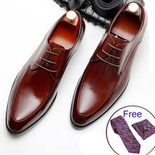 Мужские туфли из натуральной кожи, роскошные брендовые черные мужские вечерние свадебные туфли, деловые кожаные туфли Phenkang 2021 красные 2024 - купить недорого