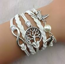 1pc Bracelet--Infinity , Couple bird & Wish Tree Charm Bracelet--Silver Bracelet--Wax Cords and Imitation b42 Min order 10$! 2024 - buy cheap