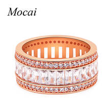 Mocai Fashion Brand Fine Wide Gold Finger Jewelry Luxury Full AAA Cubic Zirconia Round Shiny Party Rings for Women party zk42 2024 - buy cheap