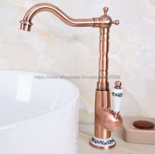 Antique Red Copper Bathroom Basin Faucet Single Handle Deck Mount Basin Vessel Sink Mixer Tap Bnf625 2024 - buy cheap