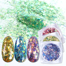 12pcs Hexagon Flakes Nails Mixed Irregular Glitter Holographic Powder Sequins Paillette Nail Art Gel Polish Accessories BEXKP 2024 - buy cheap