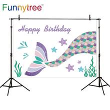 Funnytree backgrounds for photo studio mermaid theme birthday fairy tale photography backdrop photobooth photocall new 2024 - buy cheap