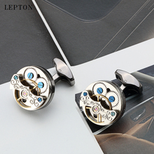 Lepton Hot Sale Movement Tourbillon Cufflinks For Mens Wedding Groom Mechanical Watch Steampunk Gear Cuff links Relojes Gemelos 2024 - buy cheap