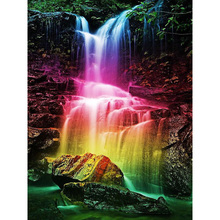 Full square diamond 5D DIY diamond color waterfall diamond painting cross stitch rhinestone mosaic decoration gift 2024 - buy cheap