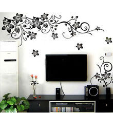 Nova decoração diy flores pretas removível adesivos de parede decalques mural arte para casa 2024 - compre barato