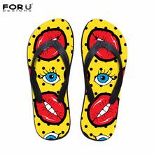 FORUDESIGNS Funny Red Lips Fashion Flip Flops Woman Casual Women's Flats Flipflops Summer Beach Slippers for Teenage Girls Shoes 2024 - buy cheap
