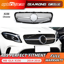 Для GLA Grill класса X156 Алмазная Передняя решетка для Mecedes Benz GLA180 GLA200 GLA250 2014-2016 Алмазный гриль 2024 - купить недорого