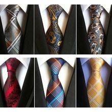 Rbodc gravata masculina, de seda listrada marrom, 8 cm, xadrez, azul, amarelo, floral, moda, gravata de casamento, para homens, de negócios 2024 - compre barato