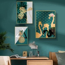 Абстрактная темно-зеленая Картина на холсте с изображением ананасов растений постеры художественные картины для галереи гостиной домашний декор 2024 - купить недорого