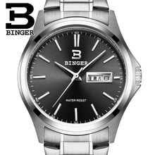 Suíça relógio de luxo masculino marca binger quartzo completa inoxidável relógio masculino à prova dwaterproof água calendário completo garantia b3052b5 2024 - compre barato