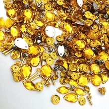 Смешанные формы желтые AB пришивные блестки камни и кристаллы стразы Diy для шитья шоу девушка ремесла свадебные танцевальные платья костюмы 2024 - купить недорого