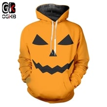 OGKB Man New Halloween Yellow Lovely Hoodies 3D Printed Funny Human Face Pumpkin Pattern Wholesale Leisure Men's Pullover 2024 - buy cheap