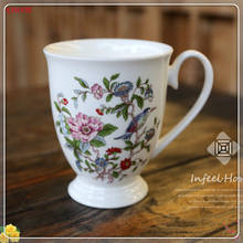 1pcs Elgance Fine Bone China Mug Ceramic Flower Bird Decoration Coffee Mug Porcelain Milk Mug Tea Cup Home Supplies 5ZDZ314 2024 - buy cheap