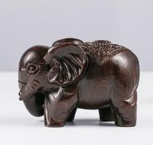 Ebony hand aloes wood carving high density black leather crafts wooden elephant animal ornaments statue 2024 - buy cheap