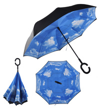 Windproof Reverse Folding Double Layer Inverted Umbrella Self Stand Inside Out Rain Protection C-Hook Hands for Women Children 2024 - buy cheap